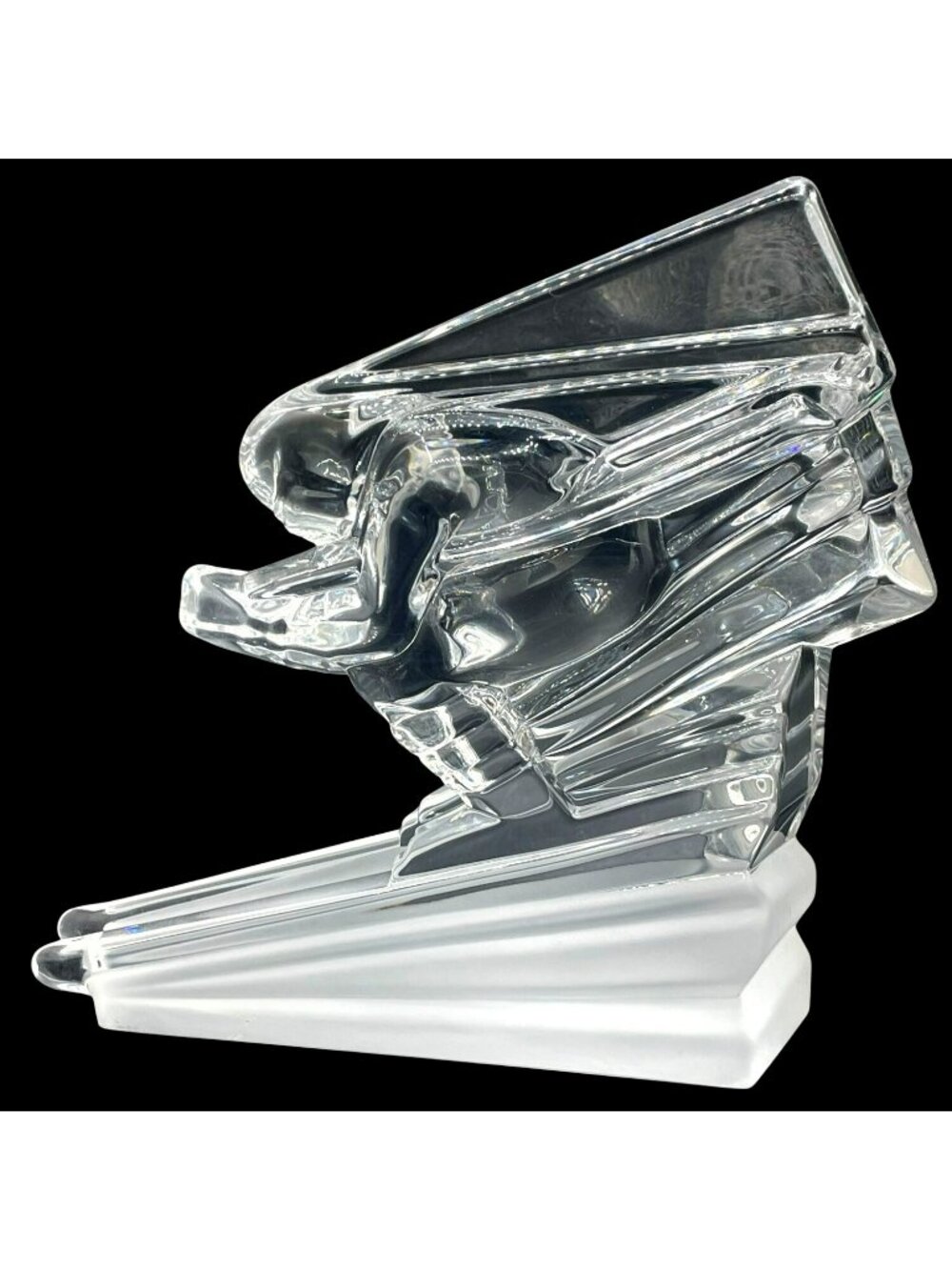 Cristal De Sèvres Art Deco Skier Sculpture 7" Tall Model 109703 Rare Crystal Pie